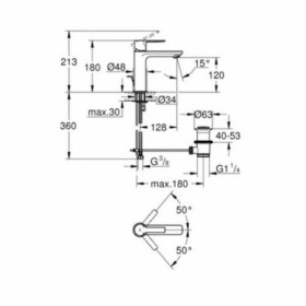 Размеры смеситель с литым изливом для умывальника grohe lineare new хром 32114001 №1 фото № 1