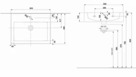 Розміри Раковина 60 см шириною Kolo TWINS L51160000 фото № 1