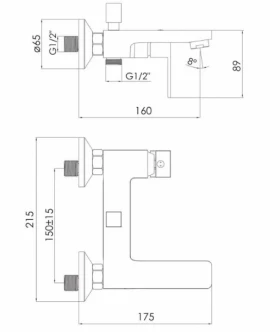 Размеры Современный смеситель для ванны Imprese Imprese Karlov черный f03207610AA фото № 1