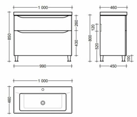 Размеры тумба с раковиной в ванную 100 см респект milana с умывальником sava-100 №1 фото № 1