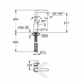 Розміри Комплект змішувачів з одним важелем для ванни і раковини GROHE ESSENCE NEW хром 32628001 + 19976001 фото № 1