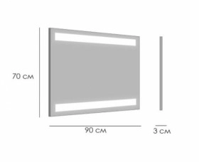 Размеры Зеркало в ванную с сенсором движения 90 см StekloNova Шоудин Shoudin 90W фото № 1