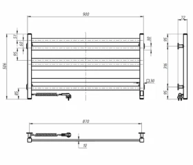 Розміри Сушка для рушників електрична 900 х 500 мм Navin Авангард Д30 біла права 12-128153-9050 фото № 1