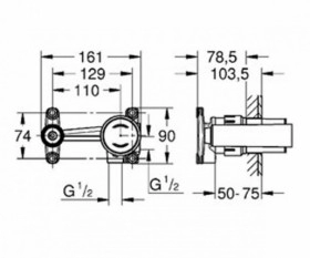 Размеры Внутренняя часть смесителя для ванны производства Германия GROHE EURODISC JOY хром 23429000 фото № 1