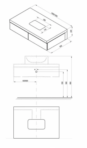 Размеры Тумба под умывальник 1000 Ravak Formy X000001030 фото № 1