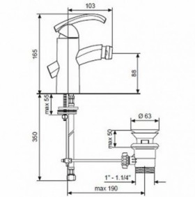 Размеры Латунный смеситель для биде Emmevi DACOTA CR73004 хром фото № 1