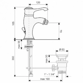 Размеры Смеситель для биде Emmevi TIFFANY CR6004 хром фото № 1