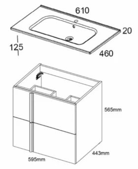 Умивальник Умивальник з тумбою 60 см шириною Royo Onix з раковиною Slim 541621 фото № 1