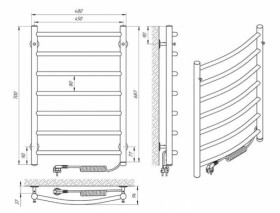 Розміри Сушка для рушників електрична з 7 поперечинами 480 x 700 мм Laris Класик Д30 хром 73207726 фото № 1