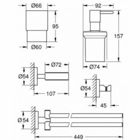 Розміри Полірований набір аксесуарів для ванни Grohe Essentials хром 40846001 фото № 1