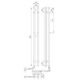 Розміри Електричний полотенцесушитель високий 80х1200 LARIS ЗЕБРА Дует Білий Лівий 25х25 75201067 фото № 1