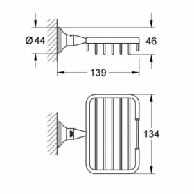 Размеры Металлическая мыльница в ванную GROHE Essentials Authentic мыльница, хром 40659001 фото № 1