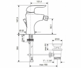 Размеры Маленький смеситель для биде Emmevi NECO CR91004 хром фото № 1