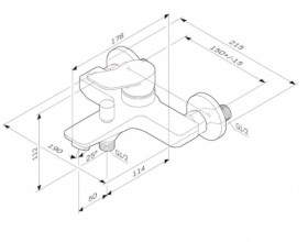 Размеры Смеситель с аэратором для ванной комнаты AM.PM X-Joy F85A10022 фото № 1