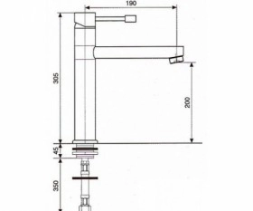 Розміри Зовнішній змішувач для мийки Emmevi EDEN L 190 SC71007 мат хром фото № 1