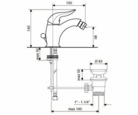 Размеры Кран смеситель с керамическим картриджем для биде Emmevi DUKA CR44004 хром фото № 1