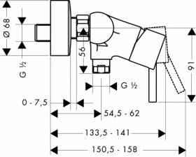 Розміри Латунний душовий змішувач HANSGROHE Talis 32640000 фото № 1