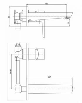 Розміри Настінний змішувач для умивальника IMPRESE BRECLAV хром VR-05245 фото № 1