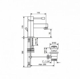 Размеры Прямой смеситель для раковины Emmevi EDEN CR71003 хром фото № 1