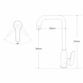 Розміри Змішувач для кухні Rozzy Jenori VELUM RBZ082-8M фото № 1