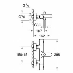 Размеры Смеситель для ванной комнаты Grohe GROTHERM 34766000 фото № 1