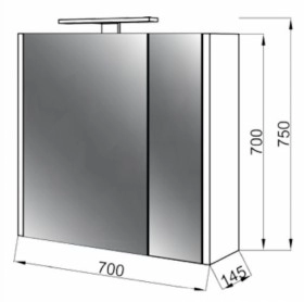 Размеры Зеркальный шкаф в ванную 70 см ЮВВИС Эльба Z-70 без подсветки 63Z70 фото № 1