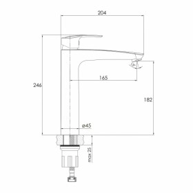 Размеры Смеситель для умывальника хром Imprese FLORENC f03508401AB фото № 1