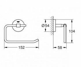 Размеры Держатель для туалетной бумаги с втулкой GROHE BAUCOSMOPOLITAN, хром 40457001 фото № 1