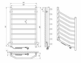 Размеры Электрический полотенцесушитель 530 х 800 мм Laris Виктория хром Д30 левый 73207824 фото № 1