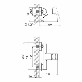 Размеры Смеситель для раковины в ванну хром Qtap Letovice SD00042240 фото № 1