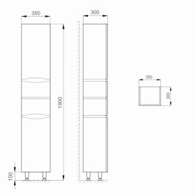 Размеры Напольный пенал для ванной 35 см Санверк Alessa Classic MV0000254 левый фото № 1