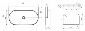 Размеры Умывальник керамический Ravak Yard 800 без отверстия XJX01080000 фото № 1