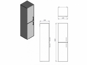 Размеры Матовый пенал для ванной комнаты 40 см Ювента Manhattan Mht -160L белый фото № 1