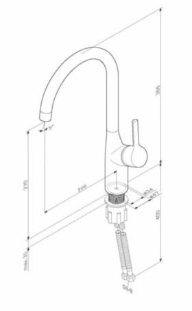 Размеры Смеситель для мойки с гарантией 10 лет AM.PM X-Joy F85B07E11 фото № 1