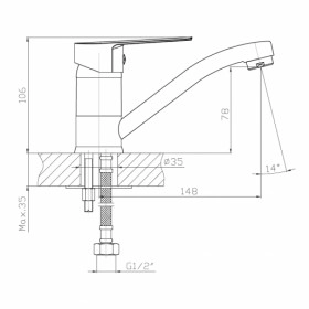 Размеры Латунный смеситель для мойки Rozzy Jenori LOTUS RBZZ002-6K фото № 1