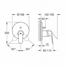 Размеры Премиум смеситель для ванной Grohe EUROSMART 24045000 фото № 1