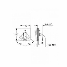 Размеры Смеситель с керамическим картриджем для ванны GROHE Eurocube хром 19896000 фото № 1