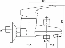 Размеры Смеситель для ванны Cersanit AMET хром S951-003 фото № 1