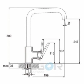 Размеры Кран смеситель для мойки ZEGOR NOF 4-C033 хром фото № 1