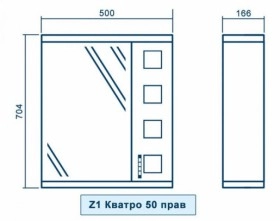 Размеры зеркало в ванную 50 см квел кватро z1 кватро левое 50 квел №1 фото № 1