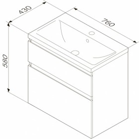 Размеры тумба с раковиной 75 см шириной am.pm hit с умывальником hit m93a-fhx0752-wc0752wg38 m93a-fhx0752-wc0752wg38 №1 фото № 1