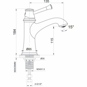 Розміри Змішувач для біде IMPRESE PODZIMA LEDOVE хром ZMK01170107 фото № 1