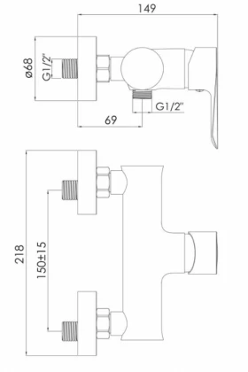 Размеры Латунный смеситель для душа Imprese VACLAV никель f03306406AA фото № 1