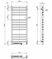 Размеры Полотенце сушка электрическая с 13 перекладинами 500 x 1200 мм Navin Классик Квадро Д30 хром левая 10-016153-5012 фото № 1