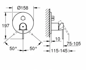 Розміри Змішувач для душу Grohe Plus хром 24093003 фото № 1