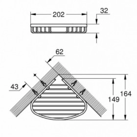 Размеры Угловая полка для ванной Grohe BauCosmopolitan, хром 40664001 фото № 1