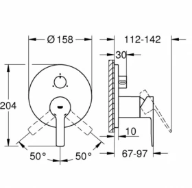 Размеры Премиум смеситель для душа Grohe Lineare хром 24095001 фото № 1