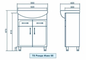 Розміри Ванний гарнітур 55 см з ящиками і дверцями КВЕЛЛ РОНДО 19414-18640-24856 фото № 1