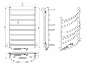 Размеры Полотенце сушка электрическая для квартиры 530 х 800 мм Laris Евромикс Д30 хром 73207683 фото № 1