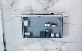 Что внутри? Шкаф зеркальный в ванную комнату шириной 100 см Botticelli Velluto VltMC-100 серый мат фото № 1